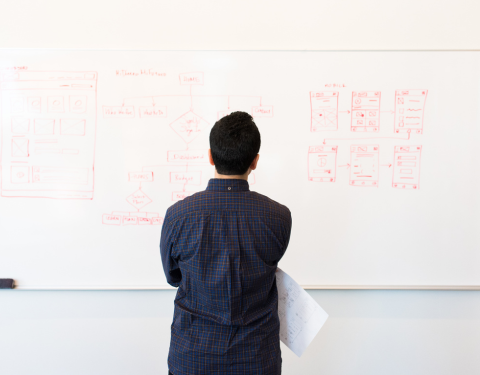 Person looking at whiteboard