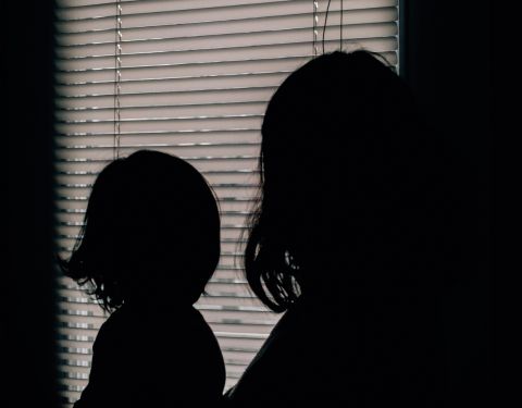 Shadow of woman and child