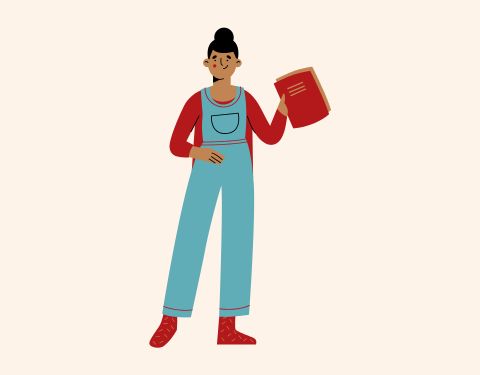 graphic of person holding book