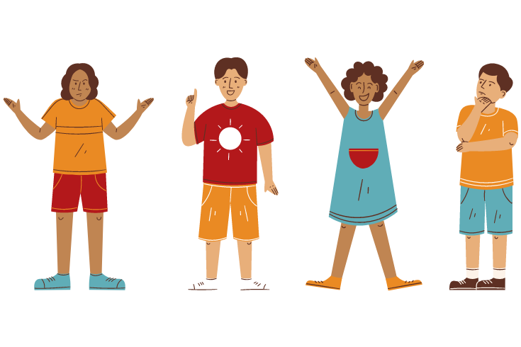 Illustration of four teenagers