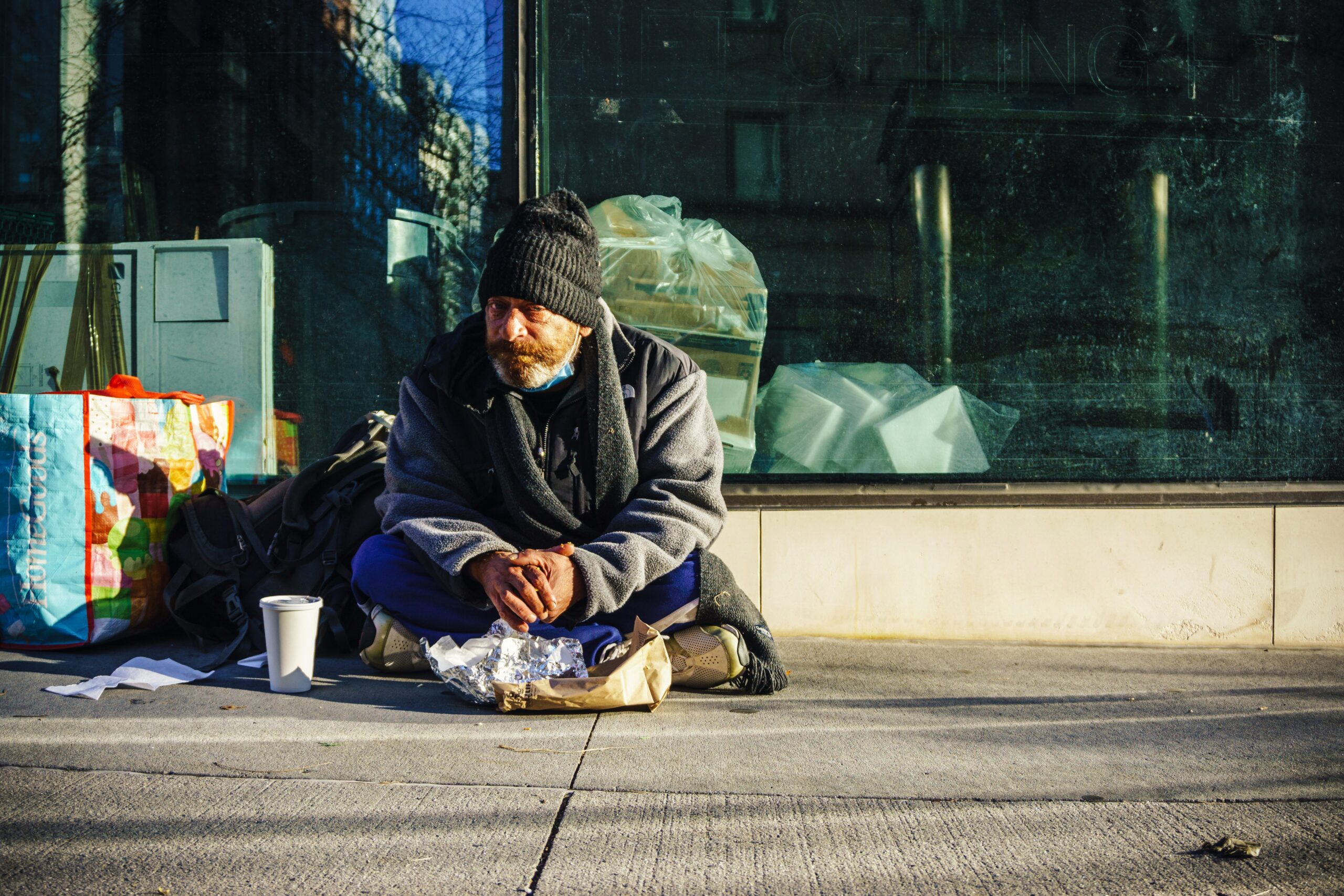 Man experiencing street based homelessness