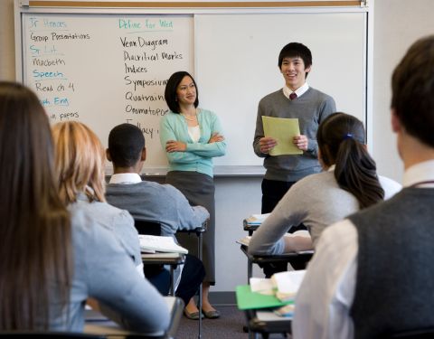 Student presenting to class