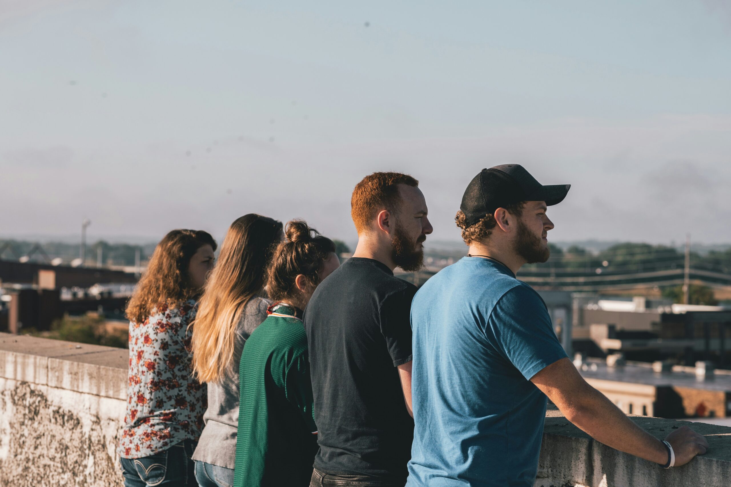 Group of young people looking off into the distance