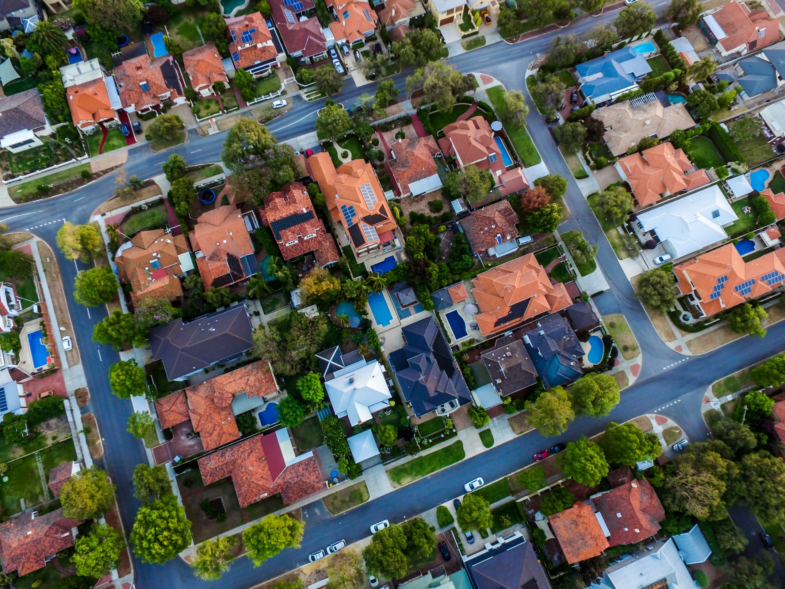 Birds eye view of houses